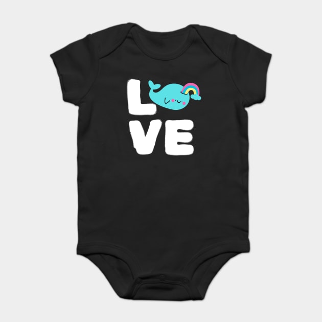 Love Rainbow Whale Baby Bodysuit by The WYLD Tribe